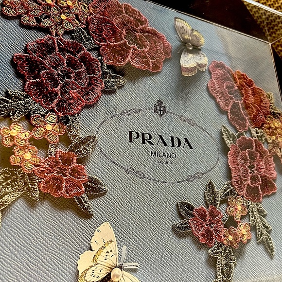 Prada Floral Acrylic Display Tray with Gold Handles - Picture 2 of 6